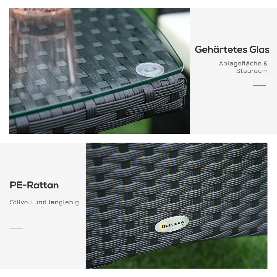 Balkonmøbelsæt til 2 personer, rattan havesæt, polyrattan, sort