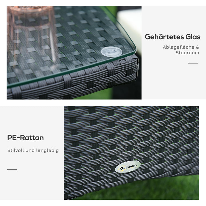 Balkonmøbelsæt til 2 personer, rattan havesæt, polyrattan, sort