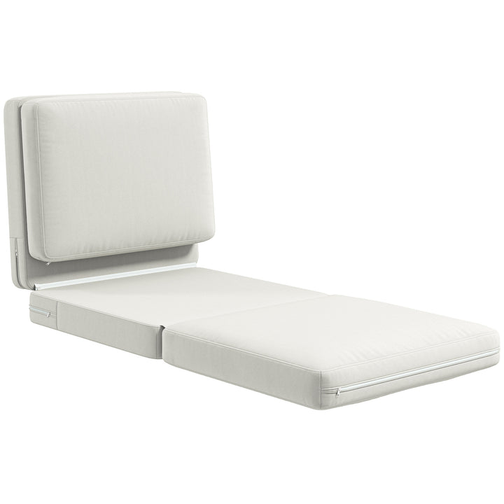 Sammenklappelig gulvstol med hynde, konvertibel polstret sofa, stue, gæsteværelse, kontor, 75 x 268 x 18 cm, cremehvid
