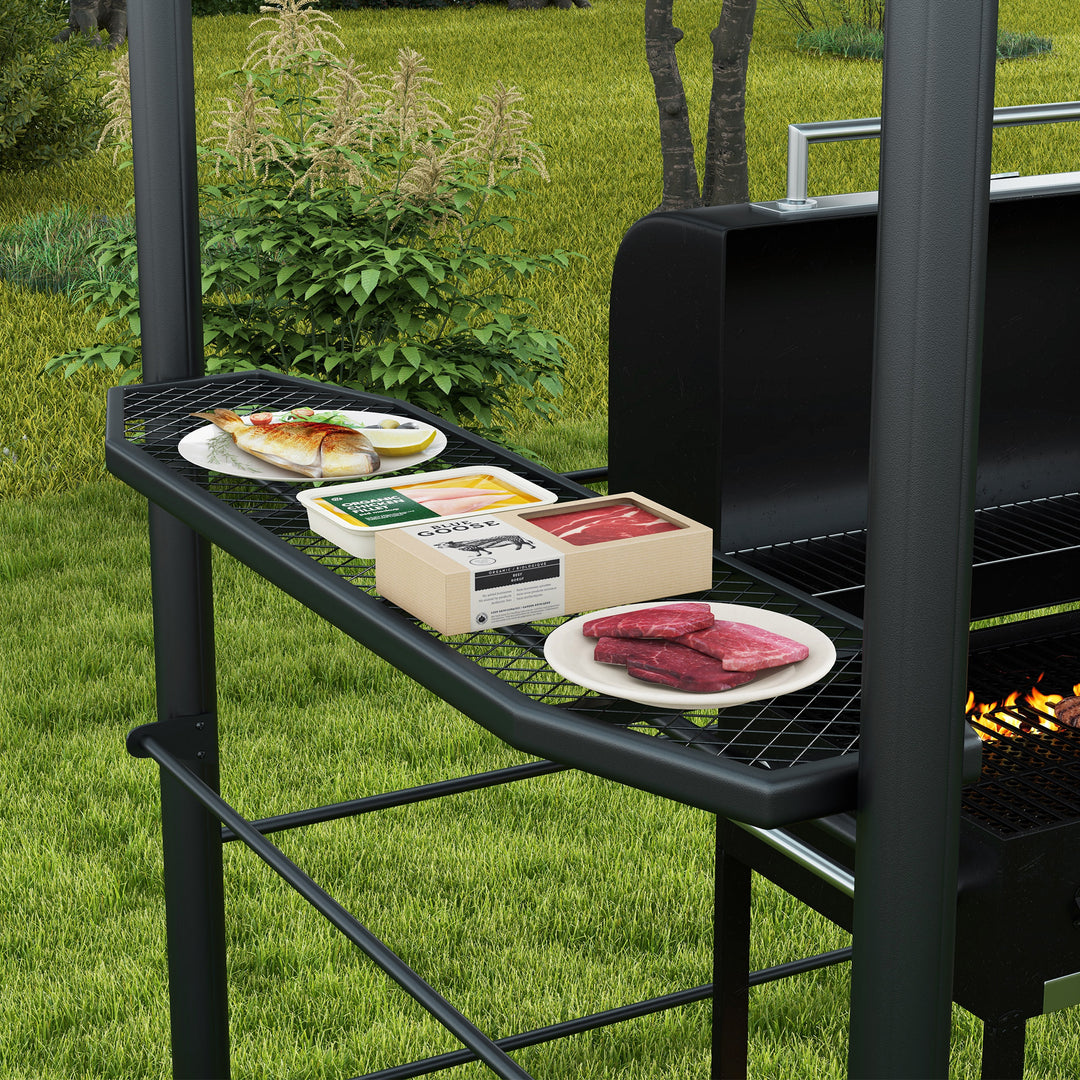 Grillpavillon med grilltag, vejrbestandig, 240 cm x 150 cm x 230 cm, gulbrun + mørkebrun