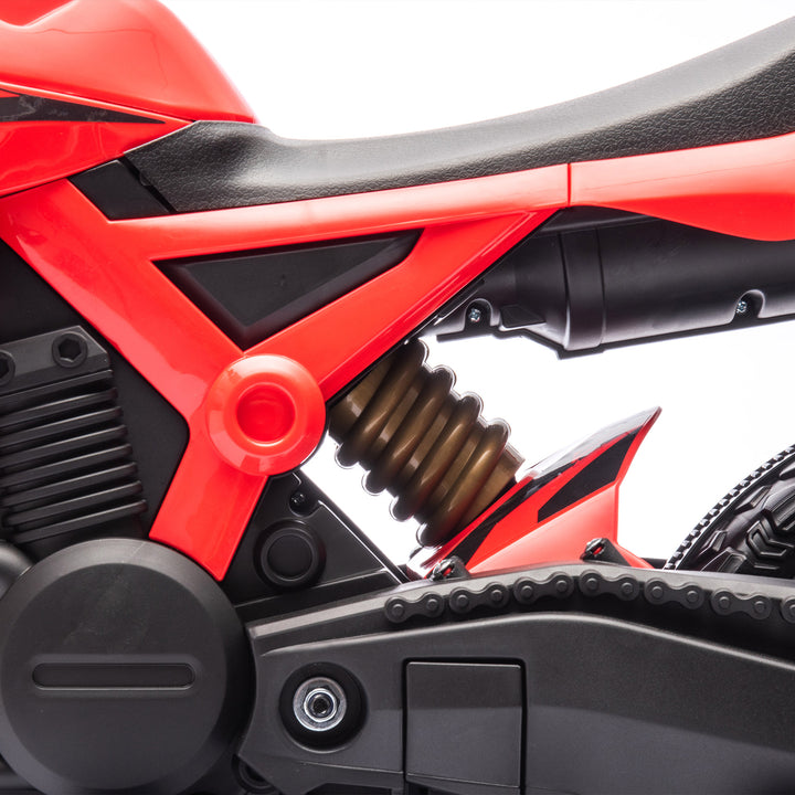 Elmotorcykel til børn, 6v batteridrevet, støttehjul, horn, startlyd, alder 3-8, rød