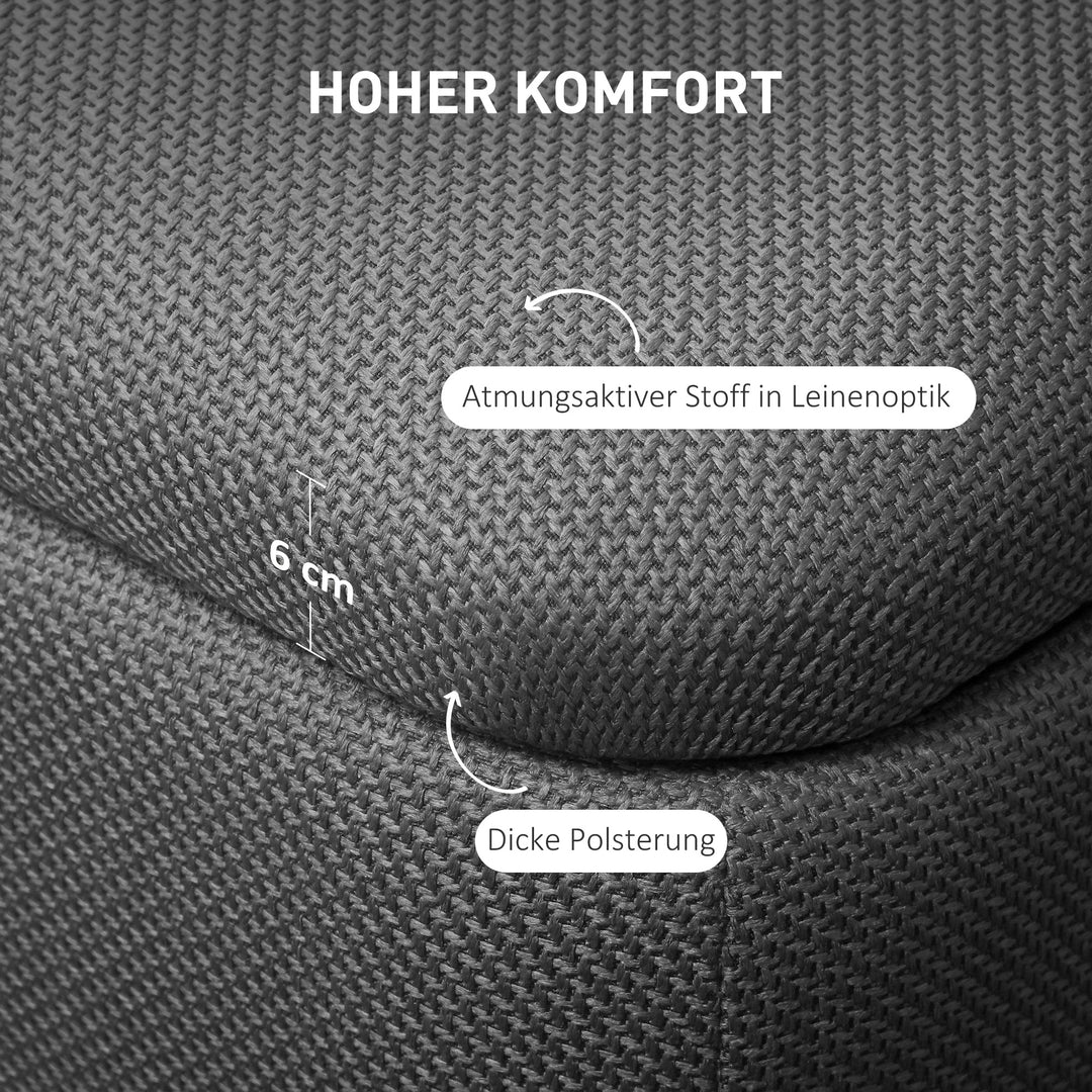 Opbevaringsskammel, skumpolstret sæde, linnedlook, 111 x 44 x 44,5 cm, mørkegrå