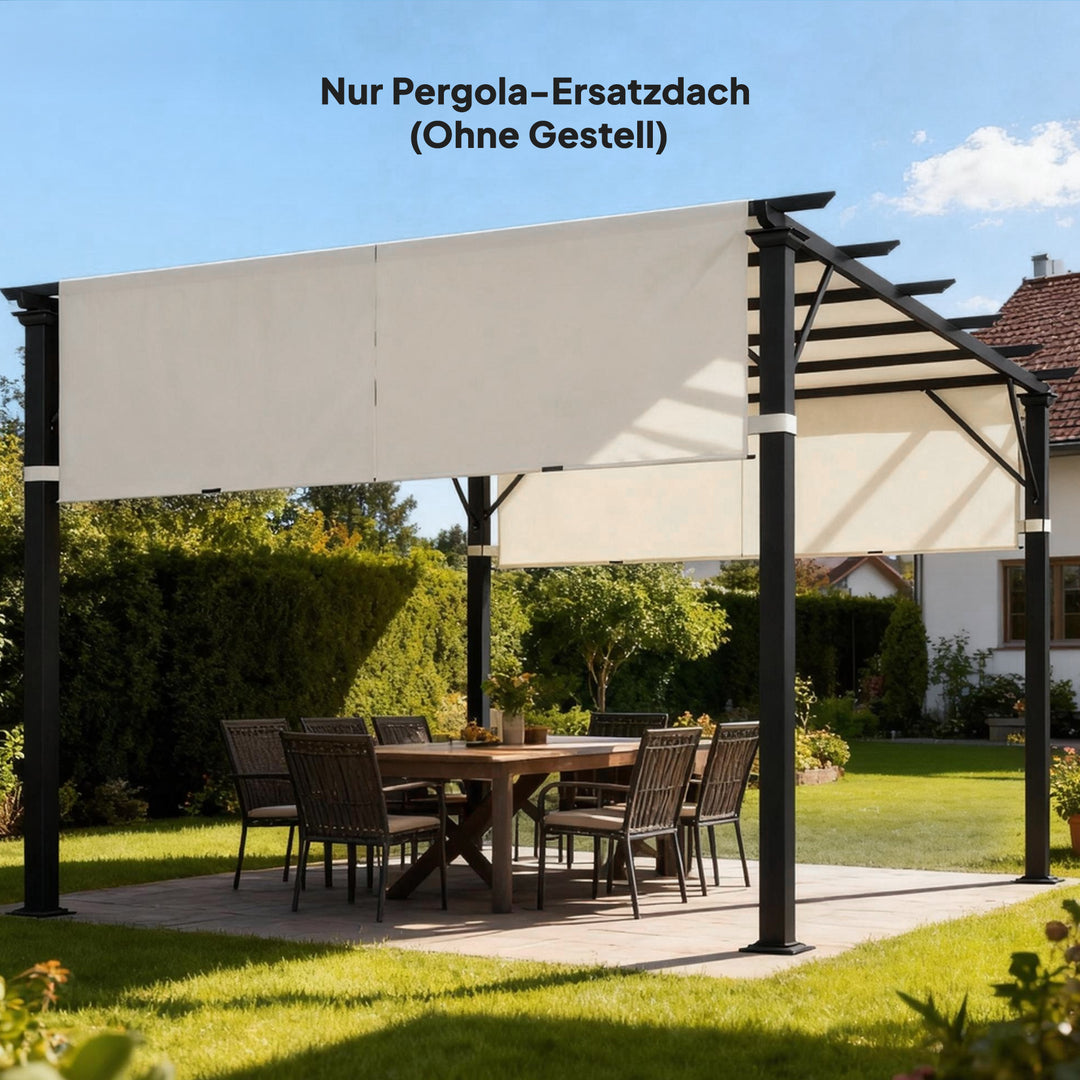 Udskiftningstag til pergola med UV-beskyttelse, solskærm til terrassetag til 3 x 3 m pavillon, cremehvid
