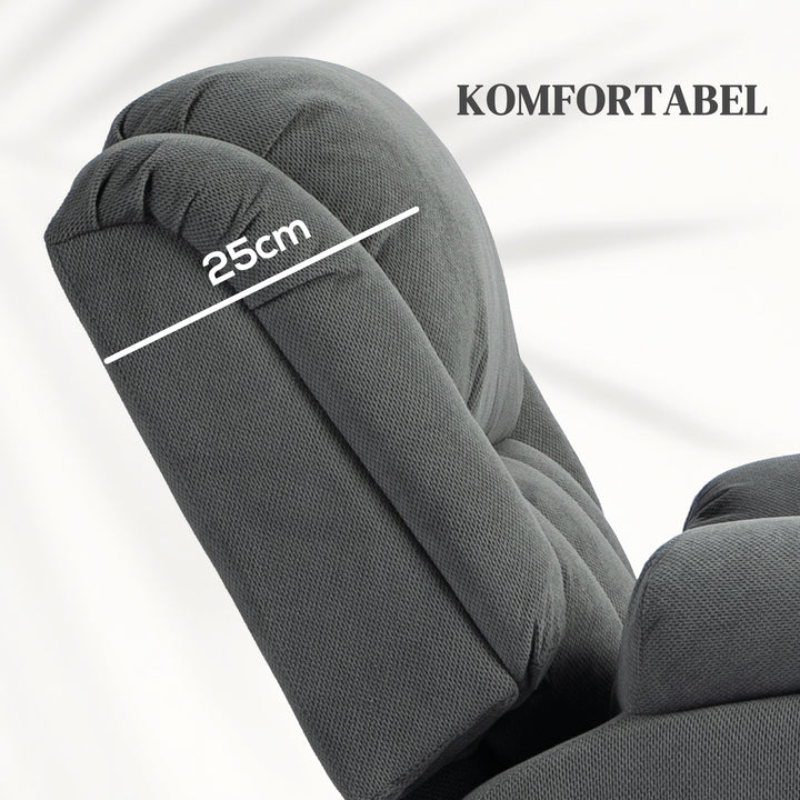 Tv-lænestol med massage- og varmefunktion, elektrisk lænestol, fjernbetjening, sidelommer, grå