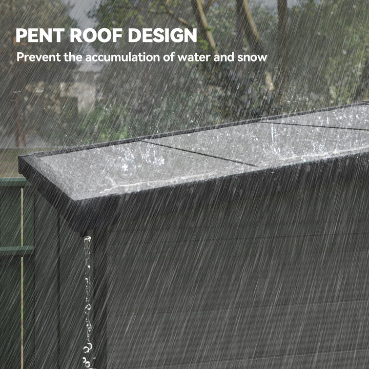 1,9 X 1,9 m haveskur, redskabsskur i plastik, aflåselige døre, 2 ventilationsåbninger, lysegrå