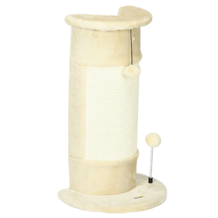 Kradsetræ med legetøj, inklusive 2 bolde. blødt plys, 34 cm x 25,5 cm x 58 cm, cremehvid