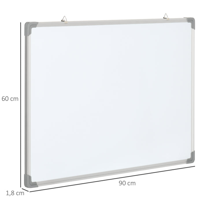 Whiteboard, magnettavle, memoboard, inklusive tilbehør: 4 tuscher, 1 viskelæder, 10 magneter, hvid + sølv