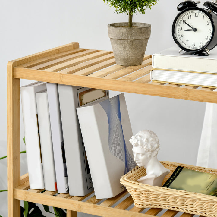 Fritstående bogreol i bambus, 4 hylder, 62 x 33 x 112 cm