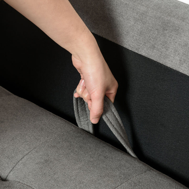 3-Personers sofa, sofa med opbevaringsplads, træben, polstret sofa med fløjlslook til stue, soveværelse, 166,5 x 62 x 82 cm, grå