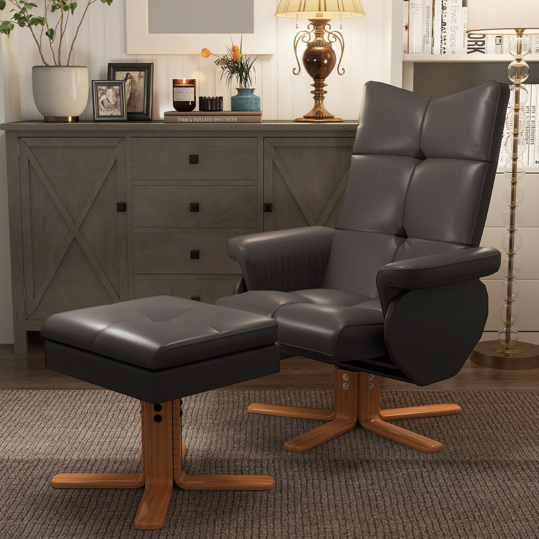 Afslappende lænestol med lænefunktion massagestol med fodskammel tv-stol tv-stol 145° vipbar lænestol ergonomisk stol med 10 vibrationspunkter kunstlæder brun 80 x 86 x 99 cm