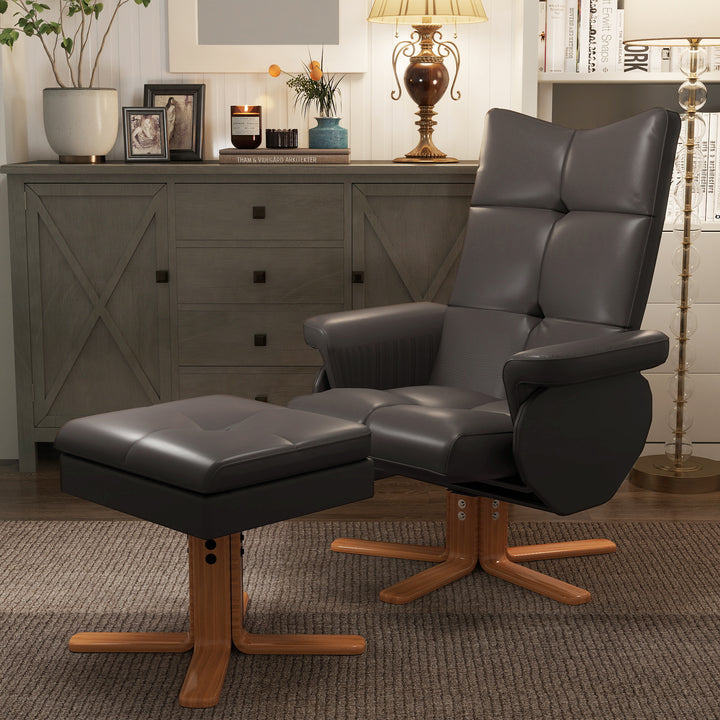 Afslappende lænestol med lænefunktion massagestol med fodskammel tv-stol tv-stol 145° vipbar lænestol ergonomisk stol med 10 vibrationspunkter kunstlæder brun 80 x 86 x 99 cm