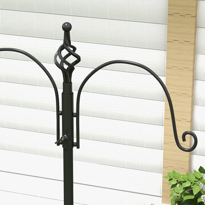 Fuglefoderautomat, udendørs foderautomat, 4 kroge, stål, sort