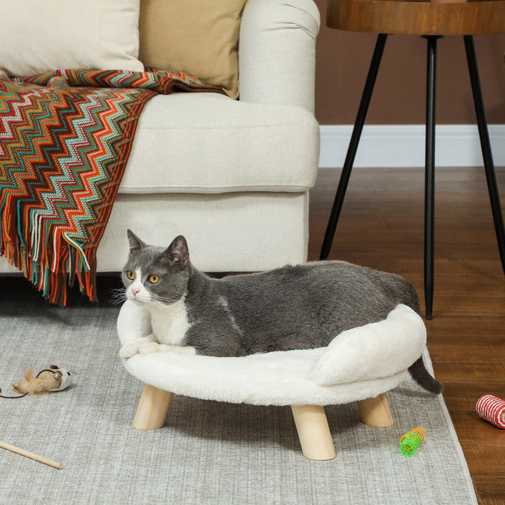Kæledyrsseng til katte og hunde op til 5 kg/30 cm, vaskbart plysbetræk, cremehvid, 47 x 40 x 20 cm