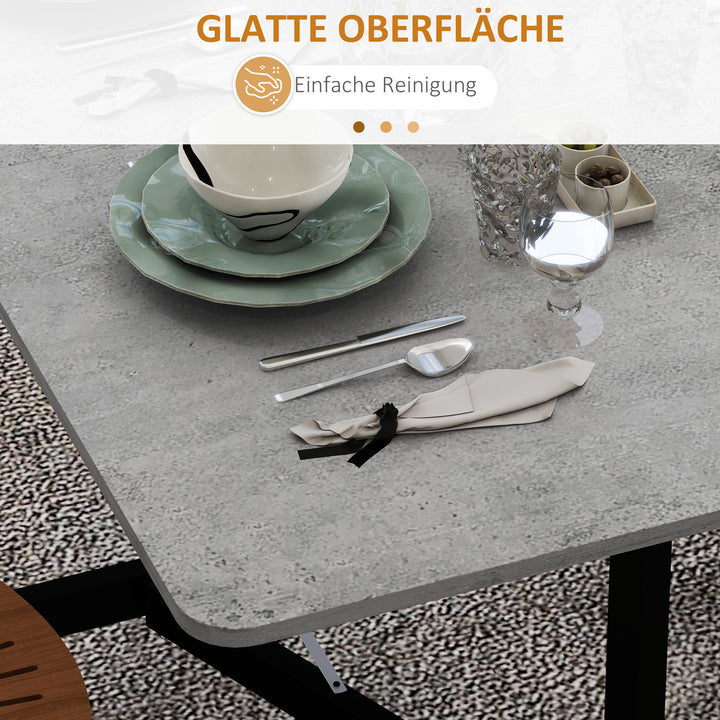 Spisebord til 4-6 personer, klapbord med hjul, stålstel, 52,5-120 x 80 x 73 cm, grå