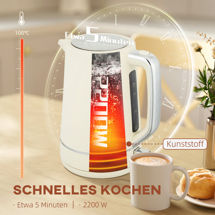 Sæt bestående af en 1,7L elkedel og en brødrister med 6 ristningsniveauer, beige