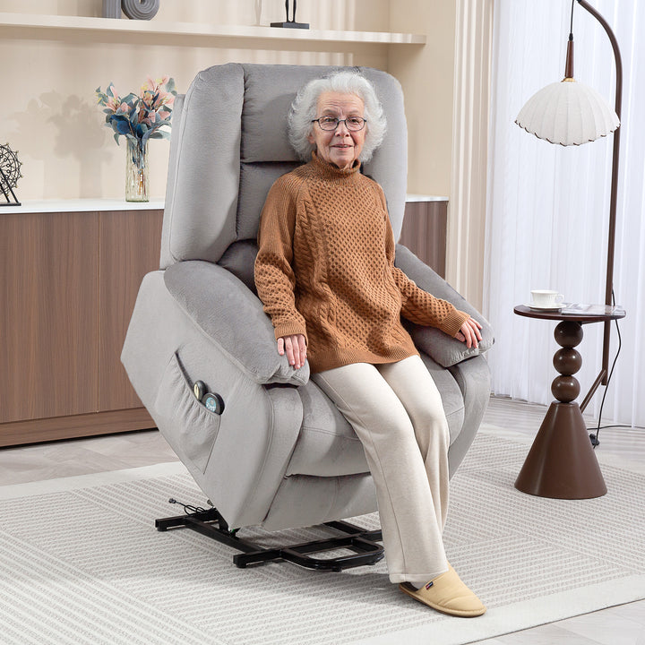 Hævestol med massagefunktion, 90x93x110cm, lysegrå