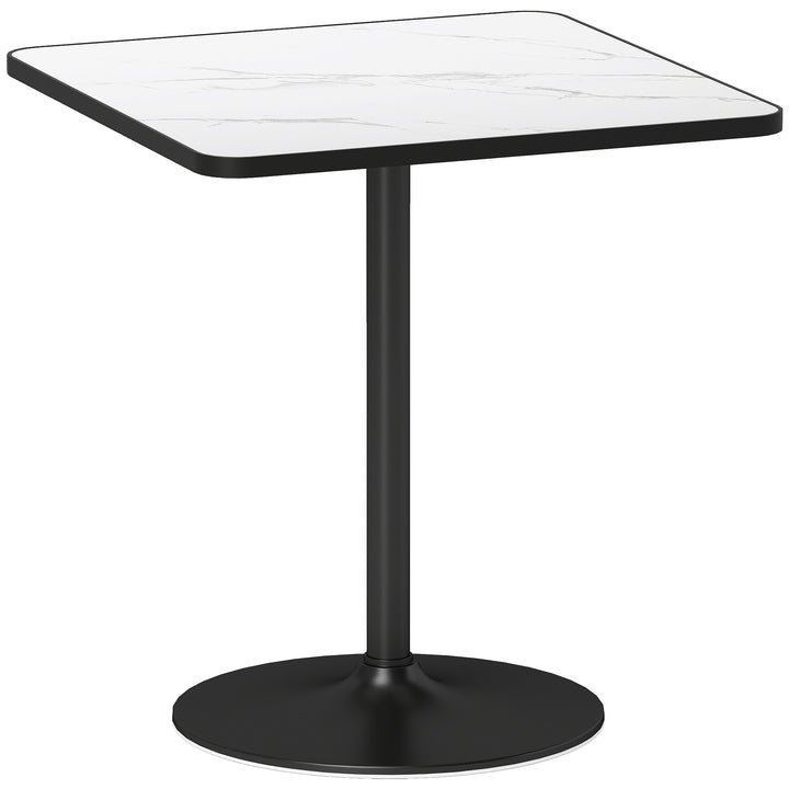 Spisebord, 70 x 70 cm firkantet køkkenbord til 4 personer med marmorlook til køkken hvidt