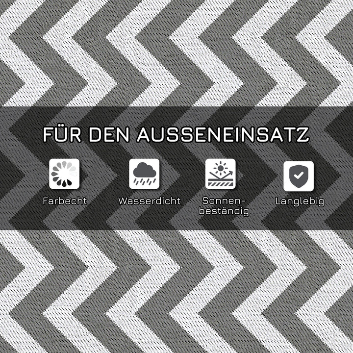 Udendørstæppe, vandtæt, dobbeltsidet design, syntetisk fiber af høj kvalitet, lysegrå+hvid, 121 x 182 cm