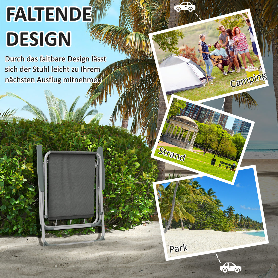 Havestol foldbar campingstol, 53 cm x 54 cm x 76 cm, grå + sølv