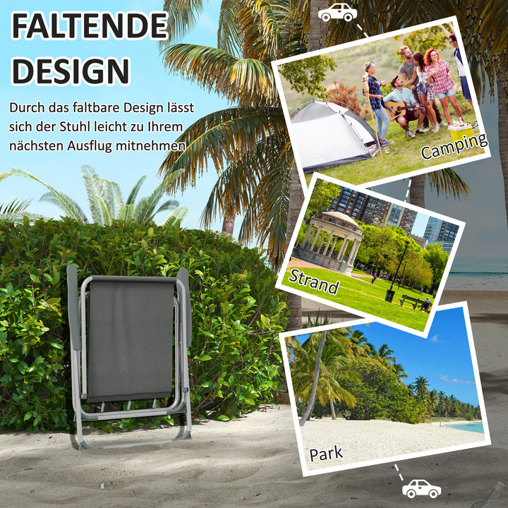 Havestol foldbar campingstol, 53 cm x 54 cm x 76 cm, grå + sølv