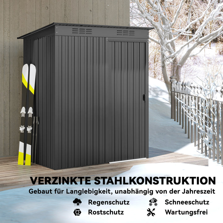 Metalhaveskur 1,37 m², redskabsskur med nem montering, nedhængt tag, skydedør, ventilation, handsker