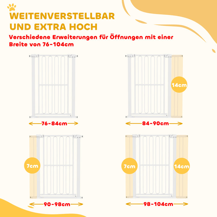 Hundesikkerhedsgitter, 76-104 cm spærregitter uden boring, trappegitter