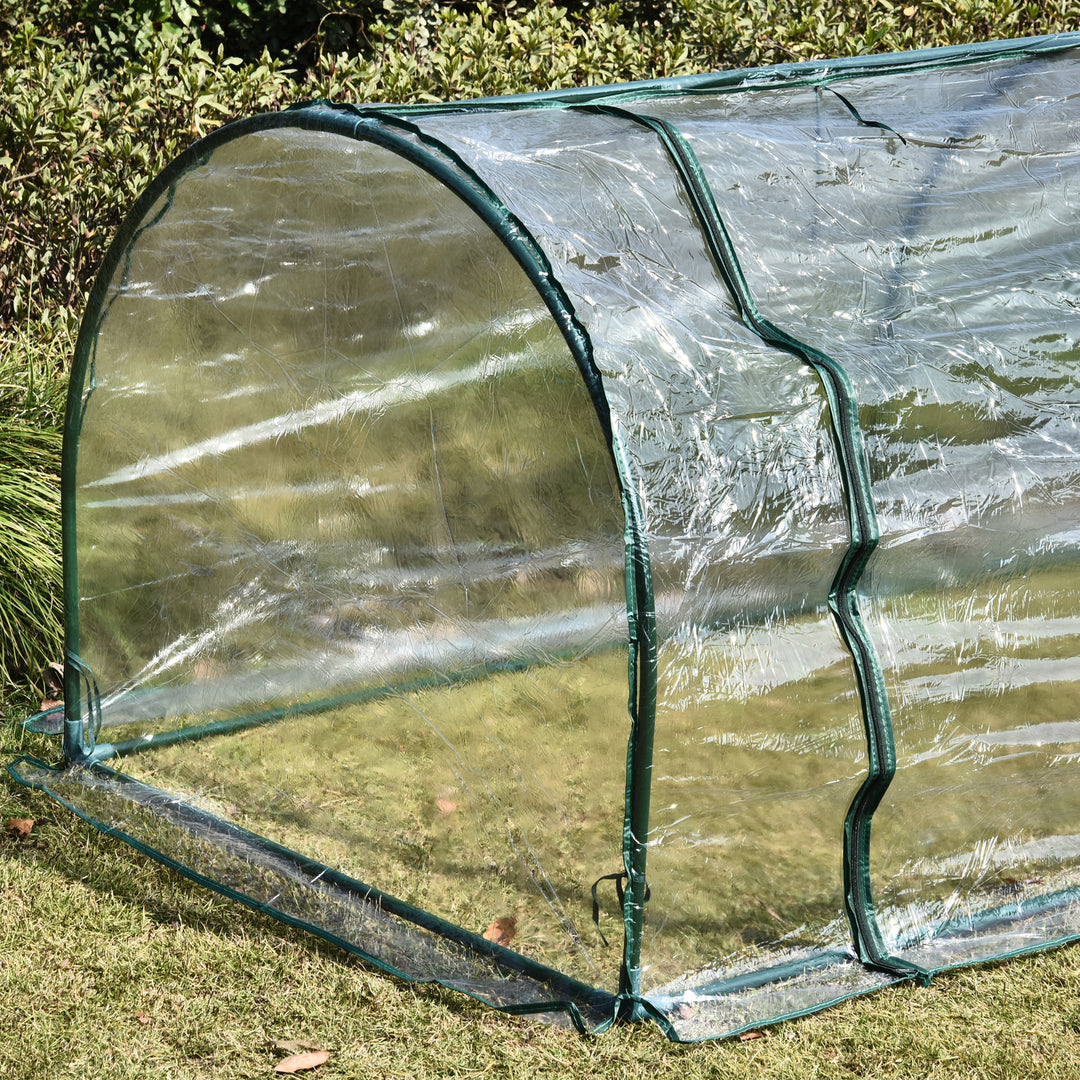 Drivhus, væksthus med dør, kold ramme, plantehus, plantedyrkning, stål, plast, 250 x 100 x 80 cm, grøn
