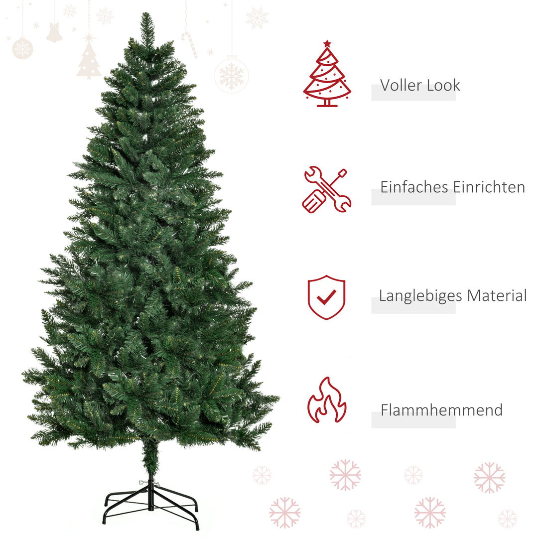 Kunstigt juletræ 180 cm fyrretræ med 724 grene, metalfod til indendørs brug
