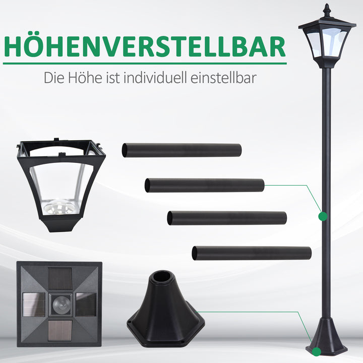Solcellehavelanterne LED 30 lumen solcellelampe jordspyd 120 cm sort