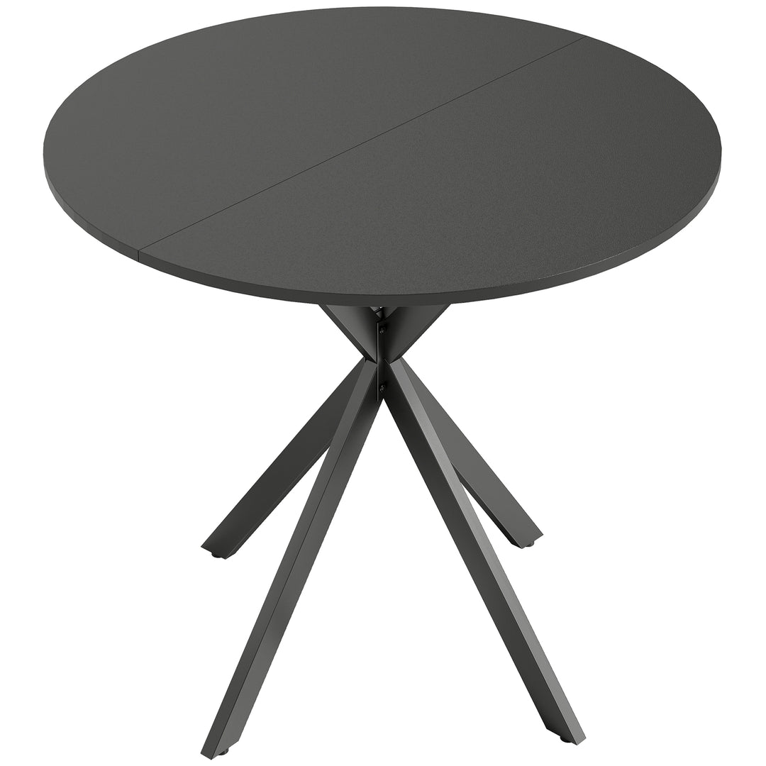 Rundt køkkenbord, 80 cm, kompakt bordplade, spånplade, metal, sort