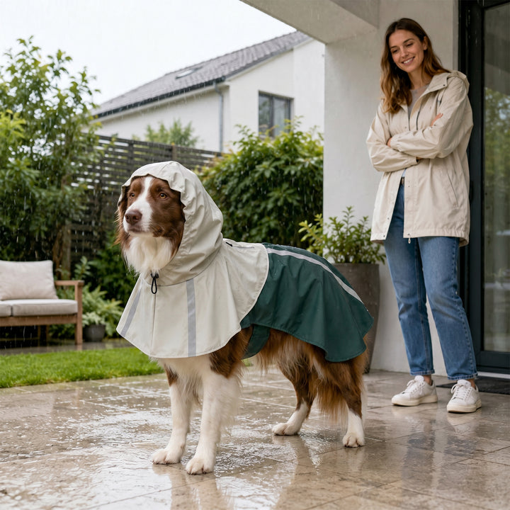 Vandtæt hunderegnjakke til mellemstore hunde