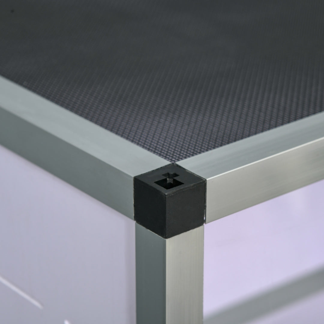 Terrarium lavet af aluminium til krybdyr, padder, spindlere, krybdyravlskasse, netterrarium, hvid + sølv + sort, 120 x 40 x 40 cm