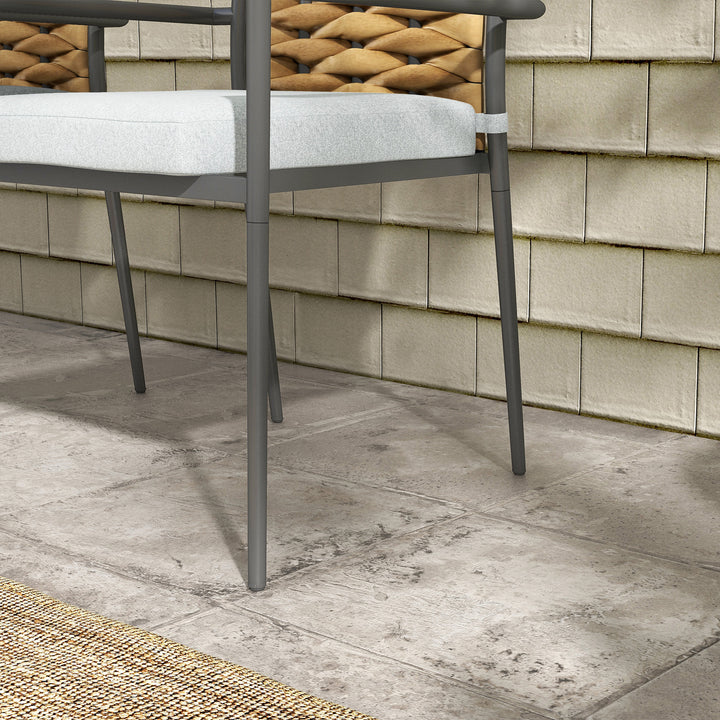 Havestole udendørs stole terrassestole, vejrbestandige, moderne design, 57 x 58 x 87 cm, grå