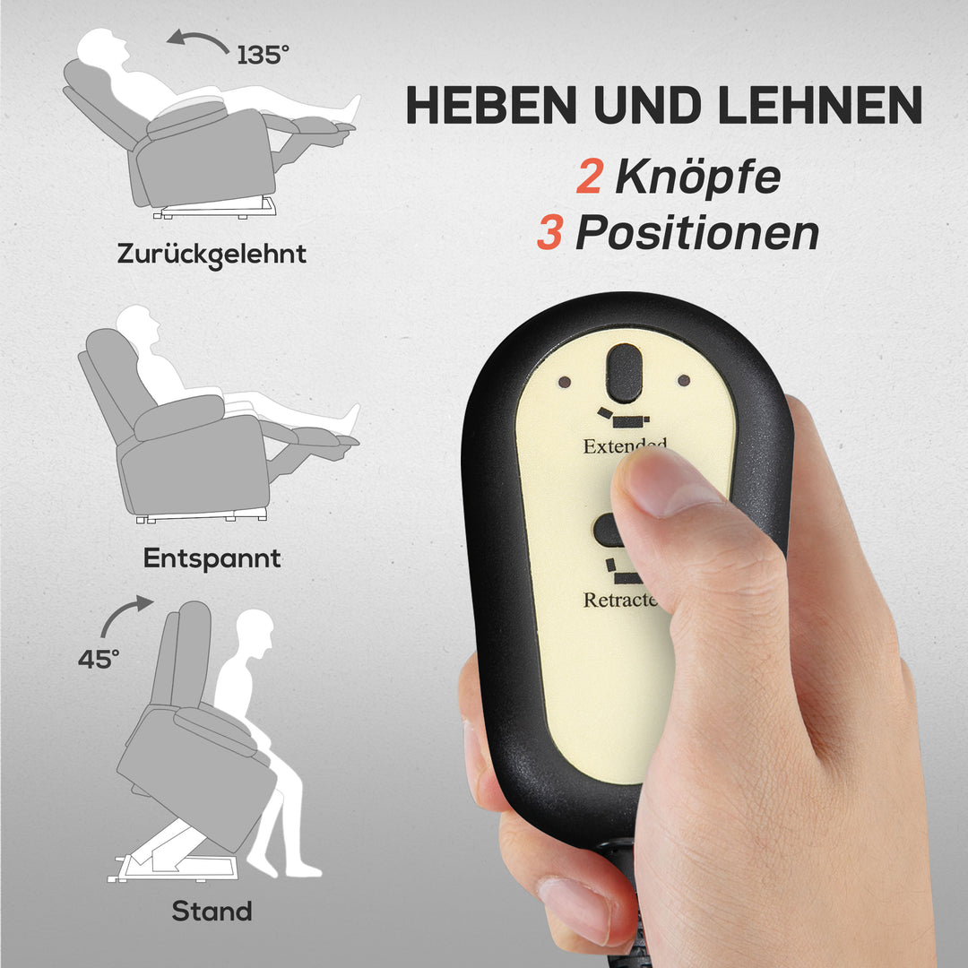 Hævestol med massagefunktion, 90x93x110cm, lysegrå