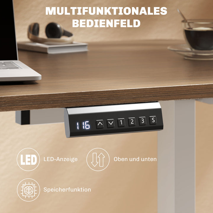 Elektrisk skrivebordsstel, højdejusterbart, med hukommelsesfunktion, stål, hvid