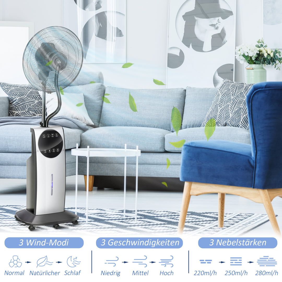 2-i-1 ventilator, LED-display, timerfunktion, Ø 44,5 x 135H cm, sølv + sort