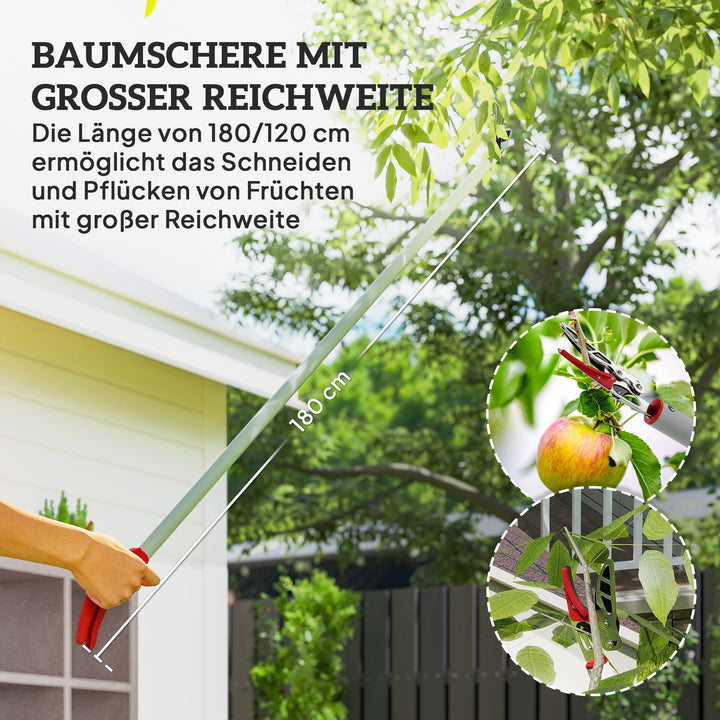 1,8 M træsaks, beskæresaks til klipning, havebeskæresaks med aluminiumshåndtag, havesaks med langt håndtag, rød