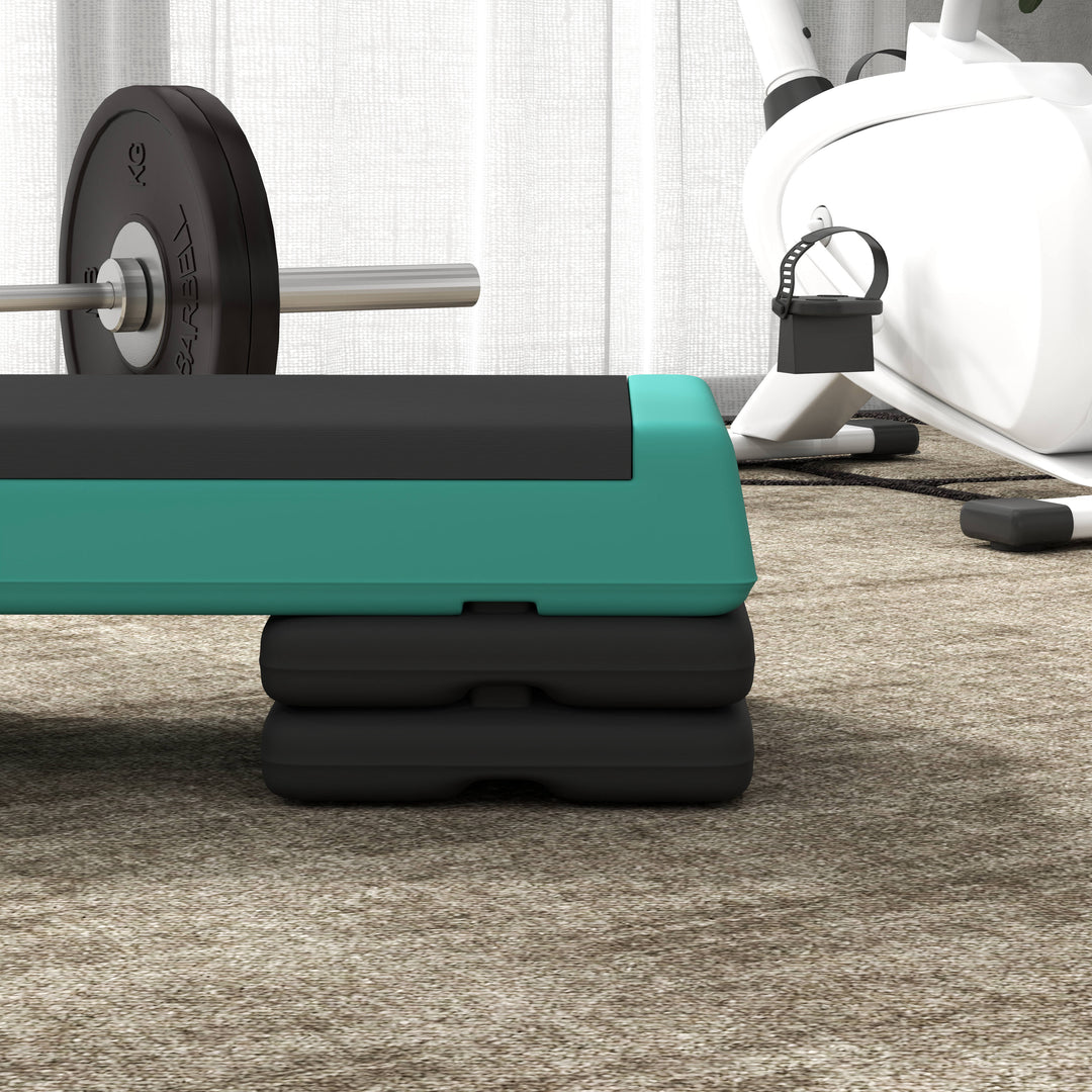 Højdejusterbart stepbræt, fitness aerobic stepper med 3 niveauer (10,5/15,5/20,5 cm), skridsikker grøn