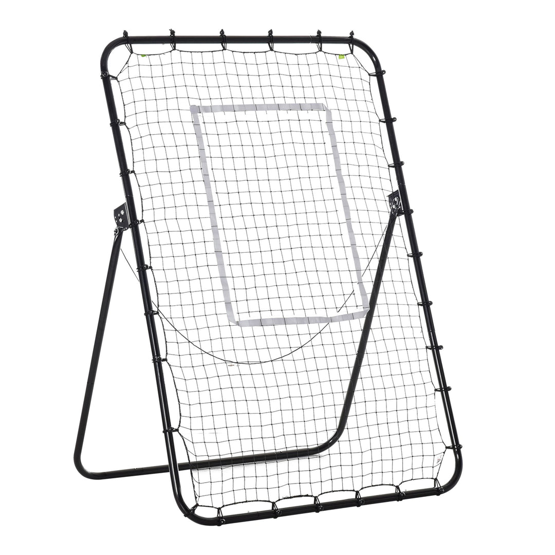 Fodbold-reboundnet, justerbar vinkel, højdejusterbar, rebounder, kickback, sort
