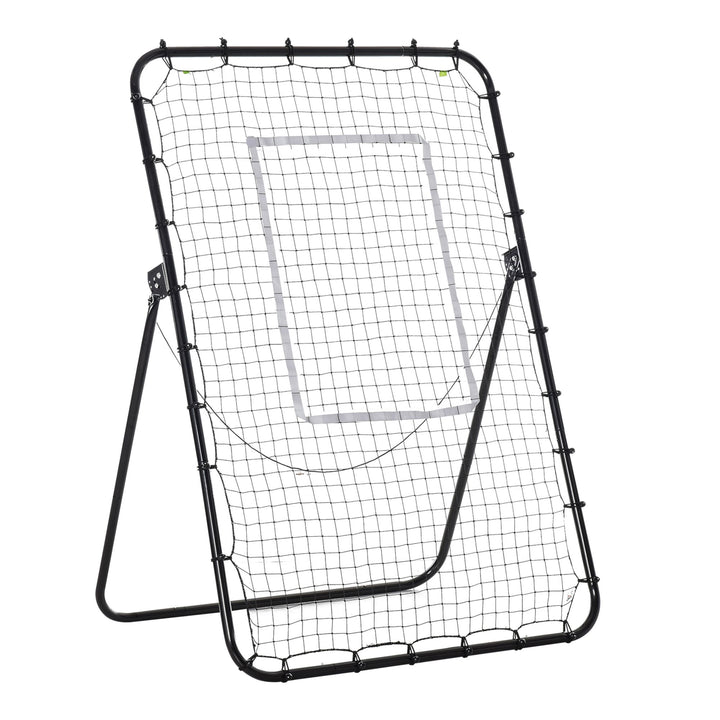 Fodbold-reboundnet, justerbar vinkel, højdejusterbar, rebounder, kickback, sort