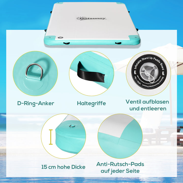 Luftmadras pool foldbar svømmeø oppustelig vandhængekøje skridsikker vandmadras poollegetøj til voksne svømmeø til pool sø 304 x 204 x 15 cm