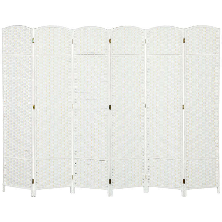 6-Panels rumdeler, foldbar skærm, skærm til stue, soveværelse, hjemmekontor, hvid