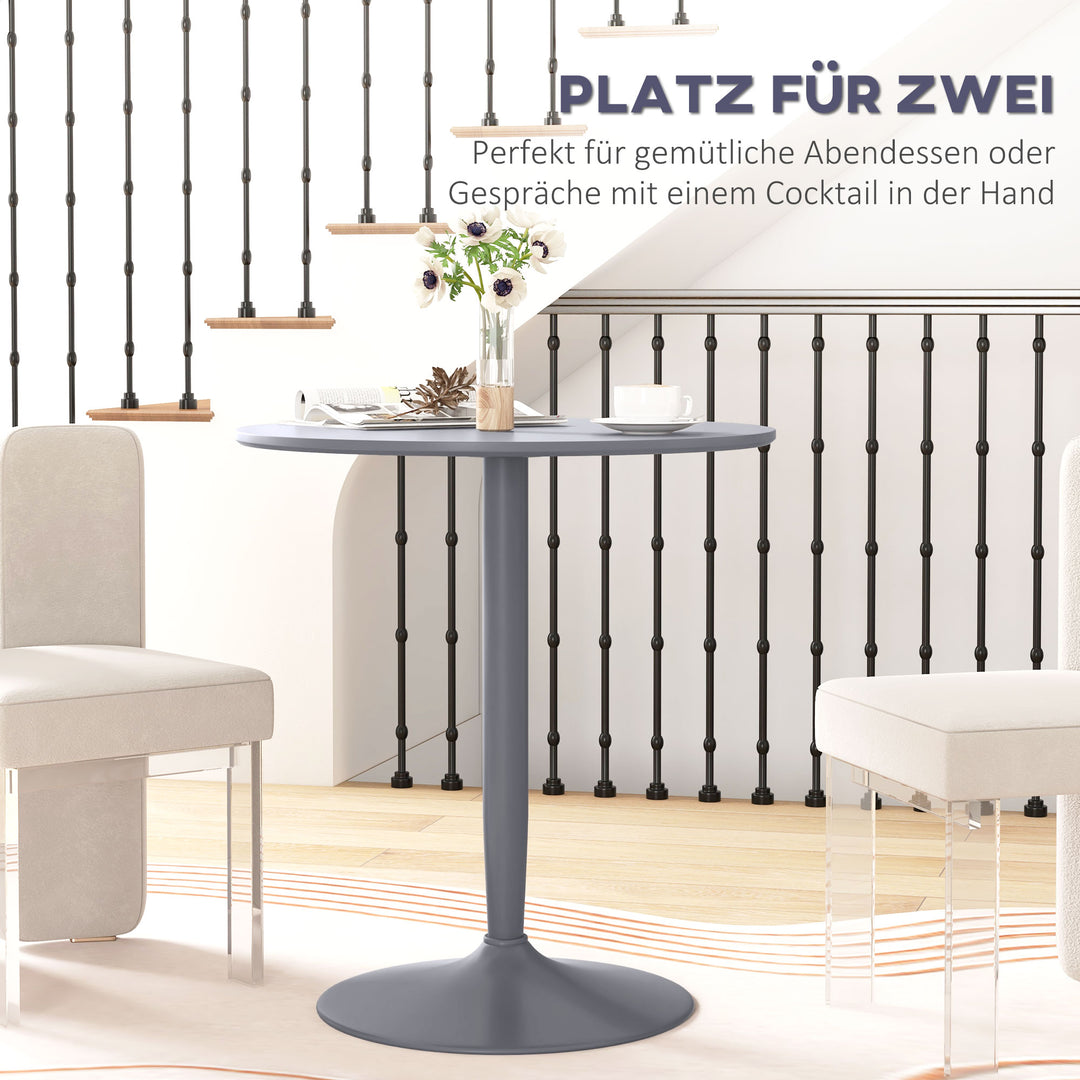 Spisebord til 2 personer, rund bordplade, stålfod, grå, 70 x 70 x 75 cm