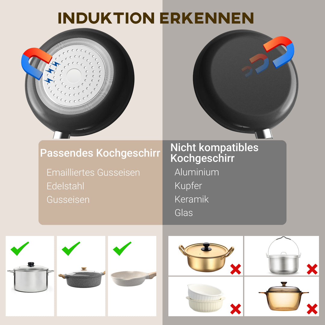 Induktionskogeplade med 10 temperaturniveauer, touchpanel, sort