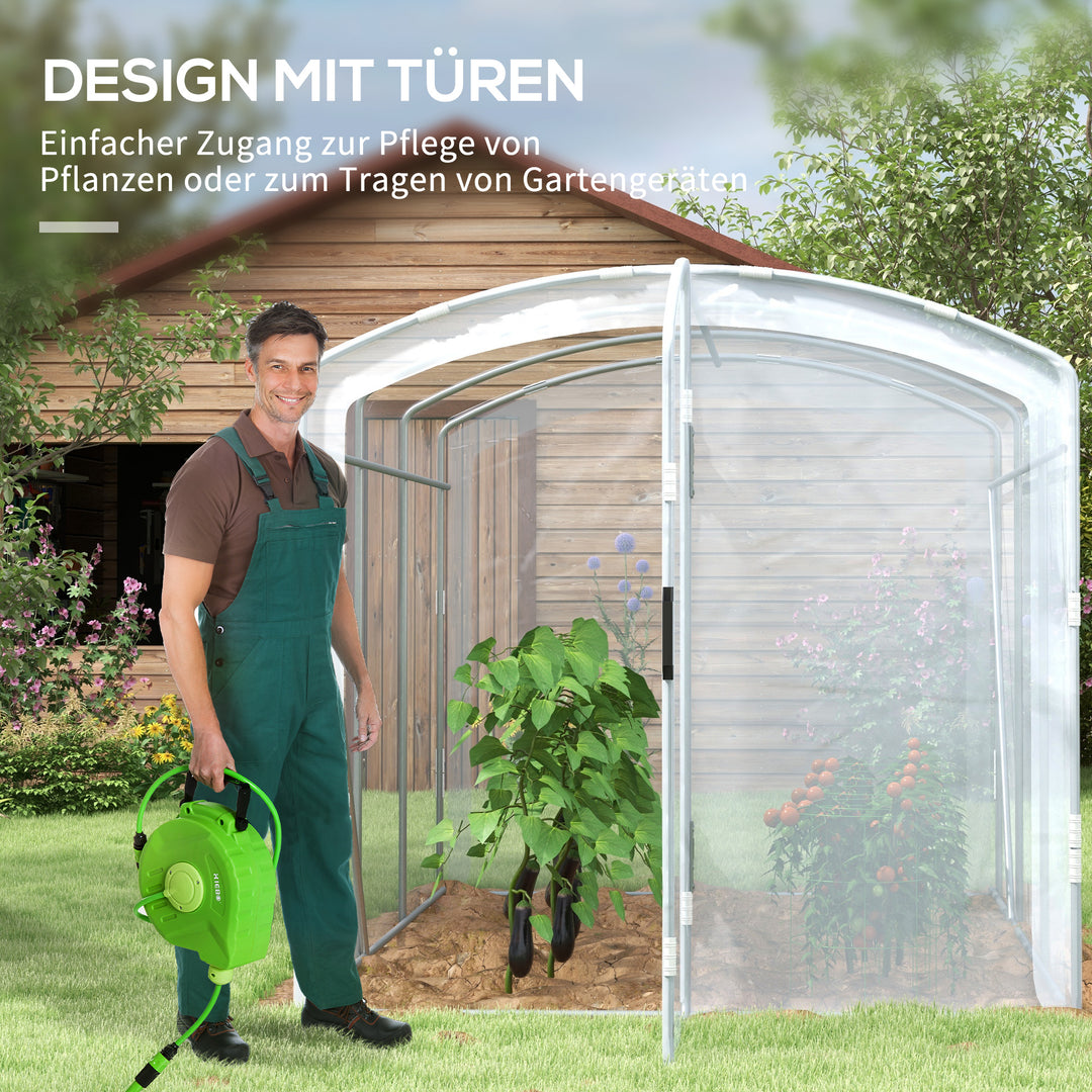 Tunneldrivhus, walk-in, transparent film, galvaniseret stålramme, 3 x 2 x 2 m