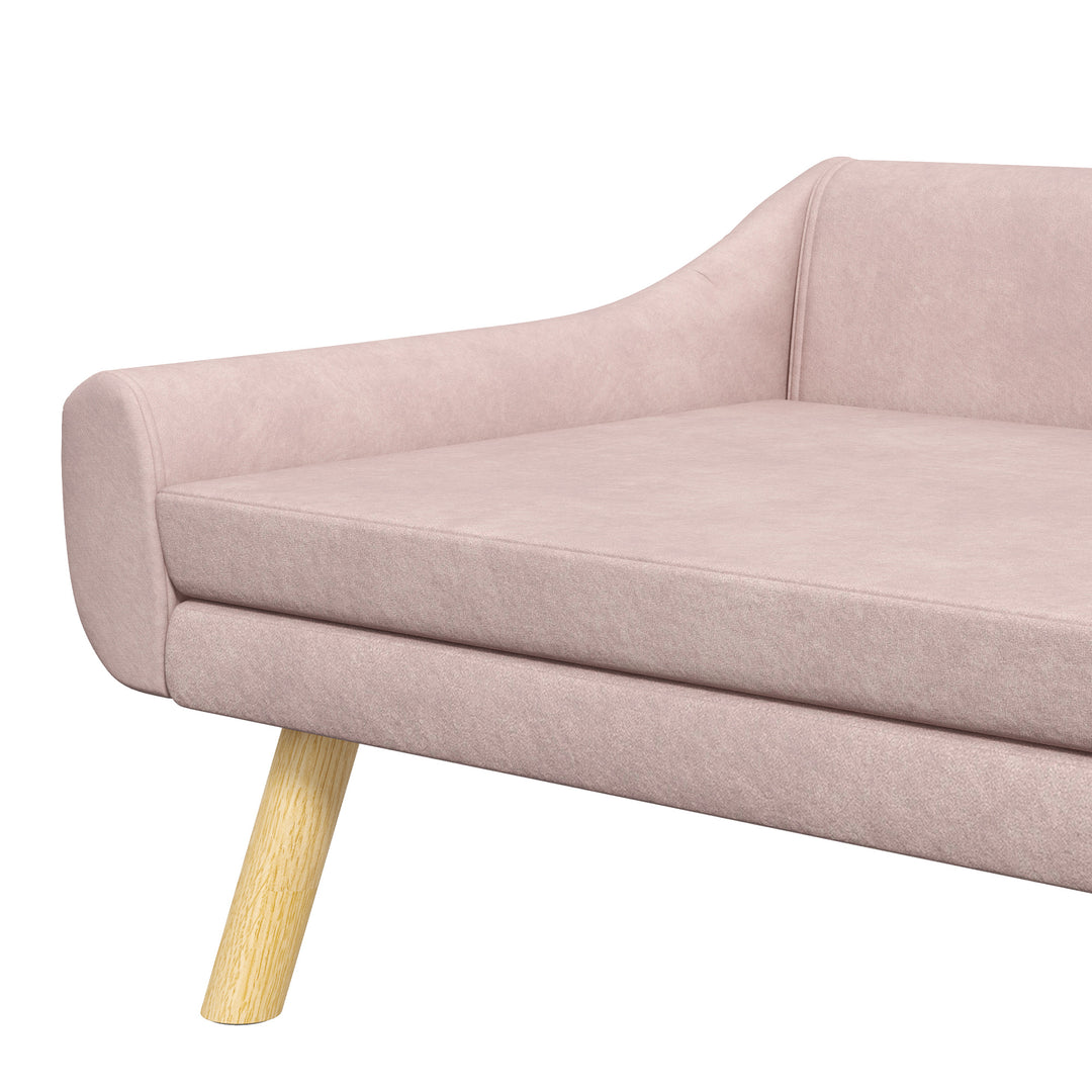 Kæledyrssofa hundesofa, skandinavisk design, aftagelig polstring, fløjlslook, 102 cm x 58,5 cm x 42,5 cm, pink + natur