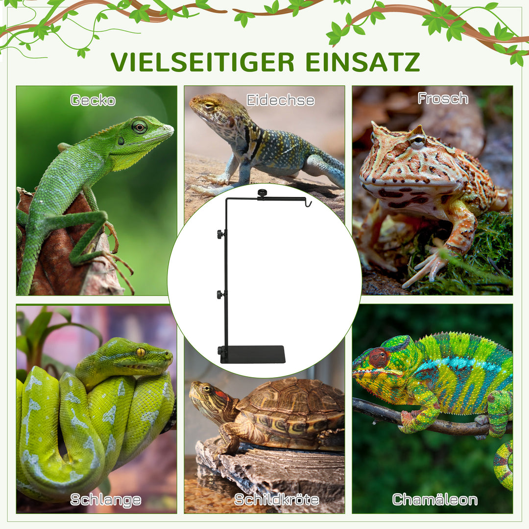 Varmelampestativ til terrarier, højdejusterbar, 40x15x95cm, sort