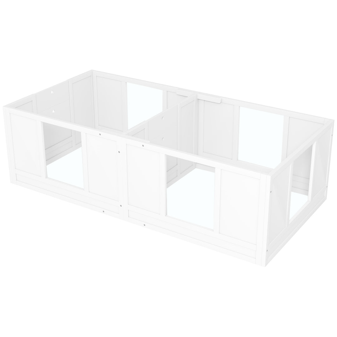 Hvalpekasse til hunde, med klare paneler, design med 2 rum, til små hunde
