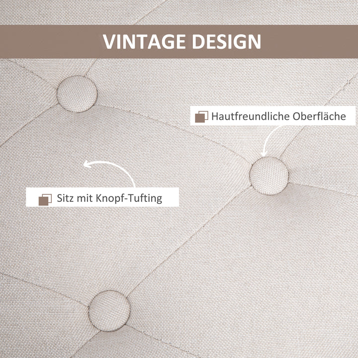 Bænk polstret bænk med opbevaringsplads kommodebænk entre soveværelse stue hørlignende polyester gummitræ cremehvid 100 x 40 x 44 cm