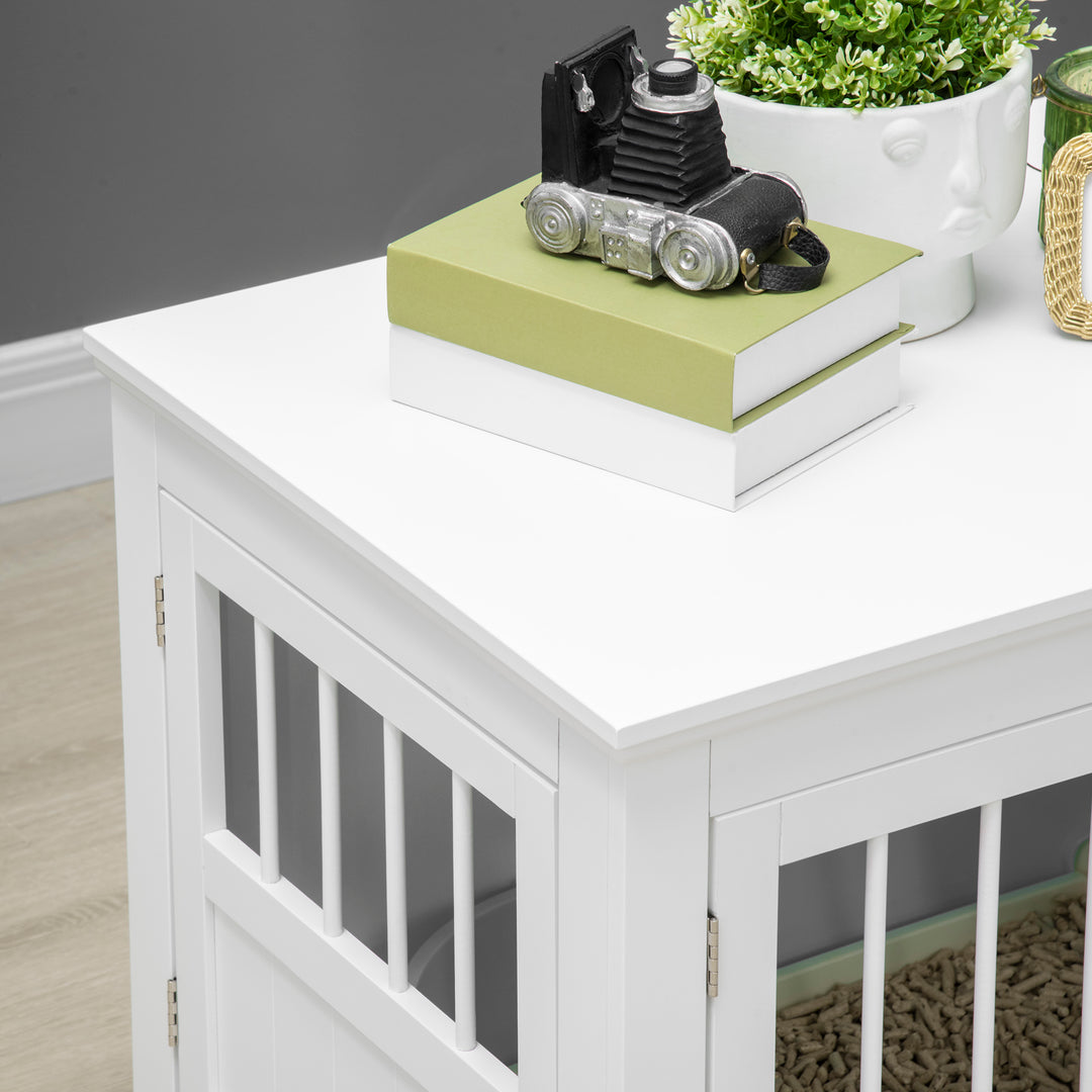 Hundebur, møbler med 3 døre, hundehus, hundebur til hjemmet, 78 x 53 x 59,3 cm, hvid